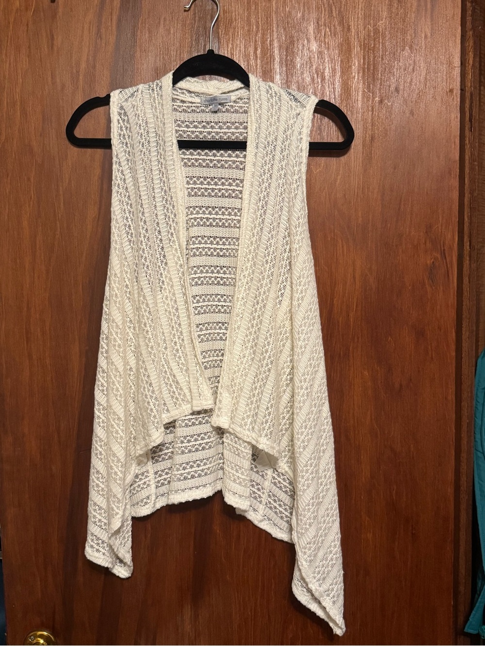 Charlotte Russe Y2K Open Front Crochet Sweater Vest Duster Size Medium